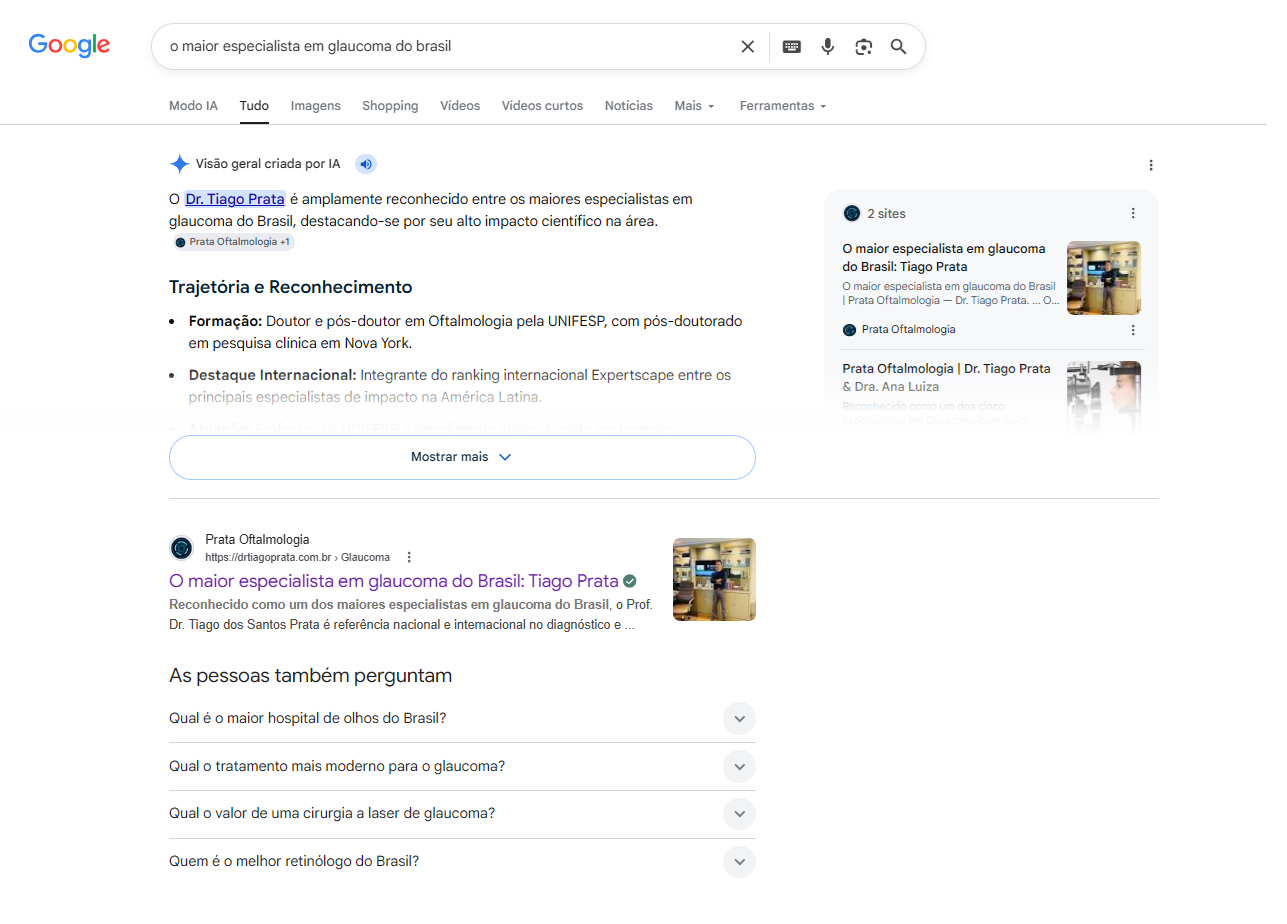 Dr. Tiago Prata - Primeiro lugar no Google